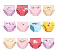 FedMois Pack de 12 Bragas de Algodón para Niña Ropa Interior con Diseño de Animal, Conejo, Unicornio y Pato, 2-3 años
