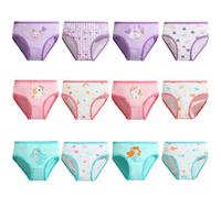 FedMois Pack de 12 Bragas de Algodón para Niña Ropa Interior con Diseño de Animal, Unicornio, Gato y Sirena, 3-5 años