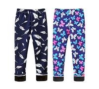 FedMois Pack de 2 Leggings Estampado para Niña, Mariposa & Pluma, 3-4 Años