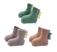 FedMois Pack de 3 Calcetines Antideslizantes para Niño Niña, Rosa, Púrpura y Verde, 0-1 años