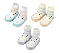 FedMois Pack de 3 Calcetines con Suela de Goma para Bebés Zapatillas Antideslizantes de Primeros Pasos, abeja, 12-18 meses