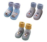 FedMois Pack de 3 Zapatillas de Estar por Casa Antideslizantes para Bebés Niña Niño, ratón, dinosaurio y pájaro, Talla 18, (Talla del fabricante: 12)