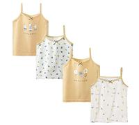 FedMois Pack de 4 Camisetas de Tirantes Interiores Algodón para Niña Ropa Interior, Flores, 9 años