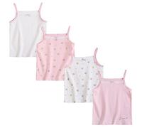 FedMois Pack de 4 Camisetas de Tirantes Interiores Algodón para Niña Ropa Interior, Rosa, 2-3 años