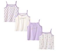 FedMois Pack de 4 Camisetas de Tirantes Interiores Algodón para Niña Ropa Interior, Violeta, 3-4 años