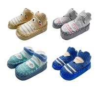 FedMois Pack de 4 Zapatillas de Estar por Casa Antideslizantes para Bebés Niña Niño, Osos & Búhos, 6-12 Meses