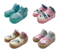FedMois Pack de 4 Zapatillas de Estar por Casa Antideslizantes para Bebés Niña Niño, Zorros & Perros, 18-24 Meses