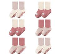 FedMois Pack de 6 Calcetines Térmicos Invierno de Algodón Antideslizantes para Bebé Niño Niña, Conejo, 0-1 año