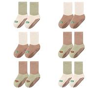 FedMois Pack de 6 Calcetines Térmicos Invierno de Algodón Antideslizantes para Bebé Niño Niña, Dinosaurio, 1-3 años