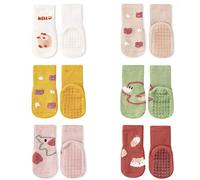 FedMois Pack de 6 Calcetines Térmicos Invierno de Algodón Antideslizantes para Bebé Niño Niña, Pato, 0-1 año