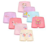 FedMois Pack de 8 Bragas Algodón de Niña Ropa Interior con Diseño de Animal 2-9 Años, Flamingo y Gato, 5-7 años