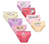 FedMois Pack de 8 Bragas Algodón de Niña Ropa Interior con Diseño de Animal 2-9 Años, Patos y Conejos, 7-9 años