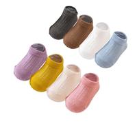 FedMois Pack de 8 Calcetines Cortos Antideslizantes Bebé Calcetines Tobilleros Niño Niña, Liso Multicolor, 3-5 años