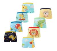 FedMois Pack de 8 Calzoncillos Bóxer de Algodón para Niños, Dinosaurios y Animales, 5-7 años