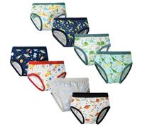 FedMois Pack de 8 Calzoncillos Slip para niño de Algodón, Dinosaurios y Planetas, 7-9 años