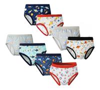 FedMois Pack de 8 Calzoncillos Slip para niño de Algodón, Tiburones y Planetas, 9-11 años