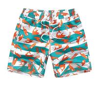 FedMois Shorts de Playa Bañador de Niños con Forro de Mesh (Pack de 1), Naranja, 5-6 años