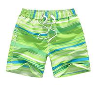FedMois Shorts de Playa Bañador de Niños con Forro de Mesh (Pack de 1), Verde, 5-6 años