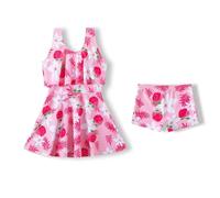 FedMois Traje de baño Tankini de 2 Pieza para Niña, Bañador con Falda + Braguita para la Playa o Piscina, Rojo, 5 años