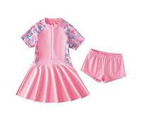 FedMois Traje de baño Tankini de 2 Pieza para Niña, Bañador con Falda + Braguita para la Playa o Piscina, Rosa, 5 años
