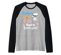 Fedora or Tiara Auntie Loves You Gender Reveal Party Regalo Camiseta Manga Raglan
