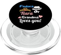 Fedora or Tiara Grandma Loves You Gender Reveal Party Regalo PopSockets PopGrip para MagSafe