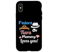 Fedora or Tiara Mommy Loves You Gender Reveal Party Regalo Carcasa para iPhone X/XS