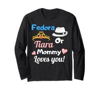 Fedora or Tiara Mommy Loves You Gender Reveal Party Regalo Manga Larga