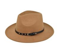 Fedora Sombrero para hombre Británico Cadena Ala Ancha Invierno Mezcla Lana Elegante, 05#_Khaki, Talla única