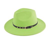 Fedora Sombrero para hombre Británico Cadena Ala Ancha Invierno Mezcla Lana Elegante, 06#_verde claro, Talla única