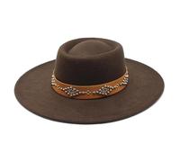 Fedora Trilby Sombreros para Mujer Sombrero De Vestir De Fieltro De ala Ancha De 9,5 Cm Sombrero De Jazz para Hombre De Panamá 56-58 Cm Marrón