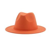 Fedora Trilby Sombreros para Mujeres Hombres Vestido Formal Sombreros Anchos Casual Boda Iglesia Jazz Gorras Sombrero De Mujer 56-58 Cm (Adultos) Naranja