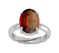 Fedput - Anillo de piedra preciosa natural con forma de pera de 7.54 ratti, certificado GLI, granate de hesonita (Gomed), Piedra preciosa