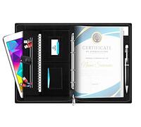 FEDUS Carpeta de documentos para certificados, tamaño A4, 4 anillas, piel sintética, portadocumentos, portadocumentos, portadocumentos, portadocumentos, carpeta ejecutiva de 25 hojas (300 micras