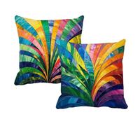 Feeaxeae Juego de 2 Fundas de Cojín 45x45 Lino Vistoso Planta, Fundas Almohada Decorativas para Sofá Cama Salón, Doble Cara Estampado con Cremallera Invisible, Decoración Hogar Moderno Regalo, #b176s