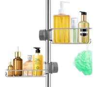 Feebee Estante Ducha sin Taladro 2 Piezas Acero Inoxidable, Estanteria Baño Para Barra de 18-27 mm, Jabonera Champú Gel Ducha Organizador para Bañera y Baño Negro, Diseño Moderno