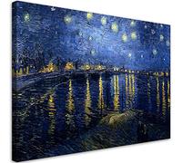 Feeby Cuadro 120x80 cm Noche estrellada sobre el Ródano - V. van Gogh Impresión en Material Tejido no Tejido Modernos Imagen Decoración De Pared Salon Dormitorio Oficina REPRODUCCIÓN Colorido