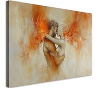 Feeby Cuadro - Cuadros Para Dormitorios - Amor Acto Amantes Beige - 90x60 cm - Decoracion Pared - Para el Dormitorio y la Sala de Estar