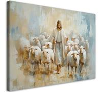 Feeby Cuadro - Cuadros Para Dormitorios - Jesús el buen pastor - 60x40 cm - Decoracion Pared - Para el Dormitorio y la Sala de Estar