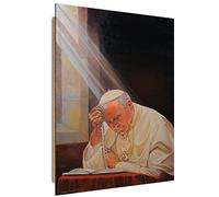 Feeby Cuadro Decorativo Juan Pablo II Arte de la Pared Papa Beige 40x60 cm