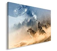 Feeby. Cuadro en lienzo - 1 Parte - 70x100 cm, Imagen impresión Pintura decoración Cuadros de una pieza, LOBOS, NATURALEZA, MARRÓN