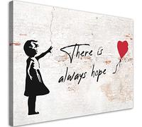 Feeby Cuadro en Lienzo 120x80 cm Banksy Niña con globo 1 Pieza Impresión en Material Tejido no Tejido Modernos Artística Imagen Decoración De Pared Salon Dormitorio Street Art Colorido