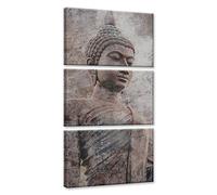 Feeby Cuadro en Lienzo 3 Partes Buda 30x60 cm Modernos Impresión Artística Calidad Fotografica Imagen Decoración de Pared Salon Dormitorio Cocina Oficina Pasillo Religión Cultura Marrón