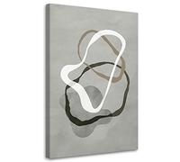 Feeby Cuadro en Lienzo Boho Abstracto 30x45 cm XXL 1 Pieza Modernos Impresión Calidad fotografica Imagen Decoración De Pared Salon Dormitorio Oficina Pasillo Hotel Spa Formas Líneas Gris