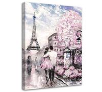 Feeby Cuadro en Lienzo Eiffel Torre 40x60 cm 1 Pieza Modernos Impresión Artística Calidad Fotografica Imagen Decoración de Pared Salon Dormitorio Cocina Oficina Pasillo Paris Rosa