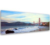 Feeby Cuadro En Lienzo Golden Gate Puente San Francisco 150x60 cm 1 Pieza Modernos Calidad Fotografica Imagen Salon Dormitorio Cocina Oficina Pasillo El Puente Agua Montaña Vista Azul Marrón