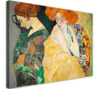 Feeby Cuadro en Lienzo Gustav Klimt Mujer 120x80 cm XXL 1 Pieza Modernos Impresión Calidad fotografica Imagen Decoración De Pared Salon Dormitorio Oficina Pasillo Hotel Spa Rostros Art Nouveau Dorado