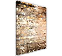 Feeby Cuadro en Material Tejido no Tejido Composición Minimalista 30x45 cm Arte decorativo Impresión Artística Dormitorio Abstracto Reflejos De Luz Motivo Beige