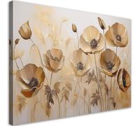 Feeby Cuadros Decoracion Salon Modernos - Lienzos Decorativos - Amapolas Flores Boho Beige Sepia - 60x40 cm - Decoracion Pared