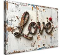 Feeby Cuadros Decoracion Salon Modernos - Lienzos Decorativos - Cartel de amor Estilo Shabby Chic - 100x70 cm - Decoracion Pared